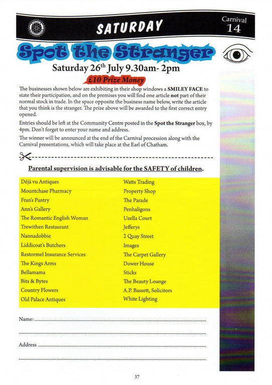 2014 Lostwithiel Carnival Programme Page 37